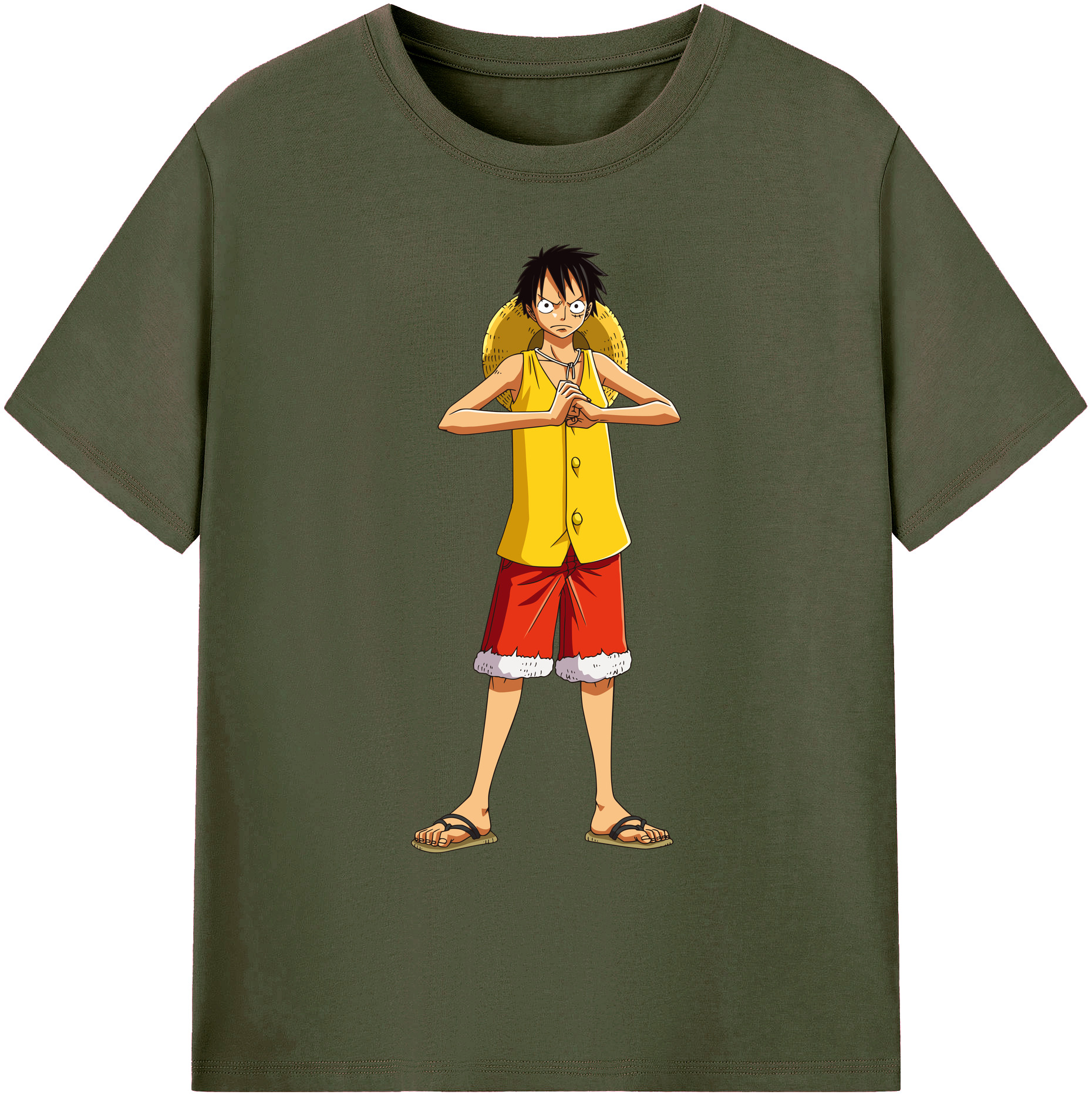 ワンピース モンキー・D・ルフィ ONE PIECE Monkey D. Luffy 綿100％ メンズ半袖Tシャツ｜肌触りやわらか＆通気性
